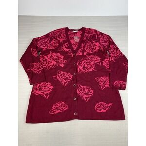 Isaac Mizrahi Live!‎ Women's Floral Button Front Long Sleeve Cardigan Size Large